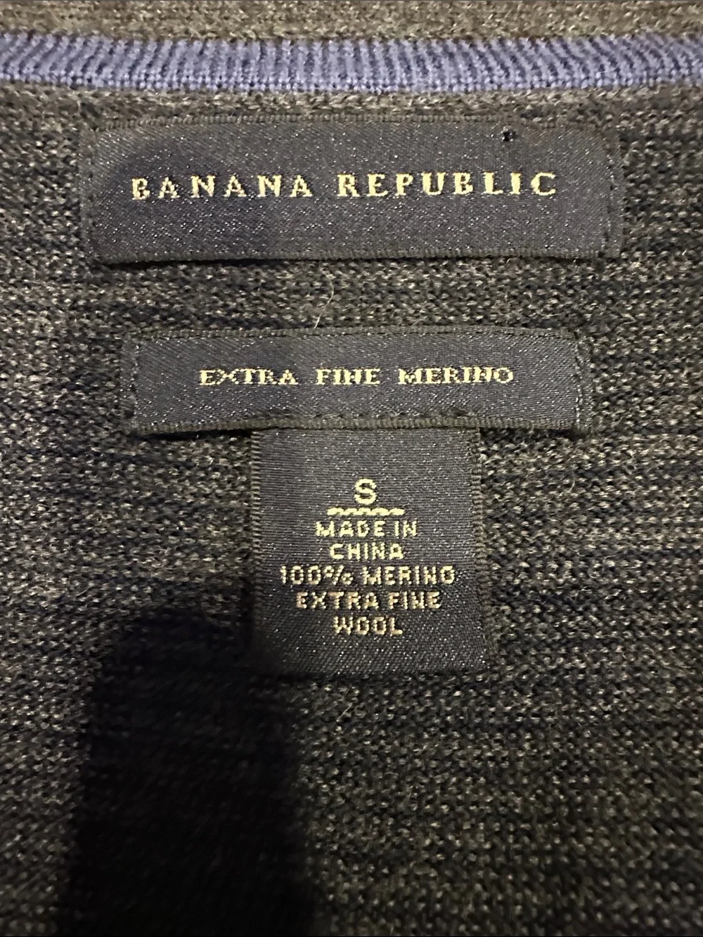 Banana Republic Men's Dark Gray Striped V-Neck Button Cardigan